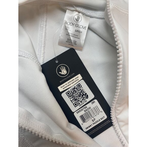 BODY GLOVE Manny Paddle Suit Solid 1 Piece Swimsuit Sz S WHITE Zip Front Surfer - Picture 4 of 4